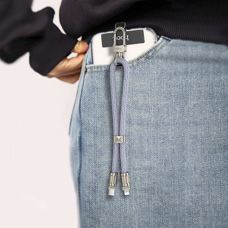 HOCO Adjustable Messenger Lanyard with Type-C to Type-C - Fluorescent Green