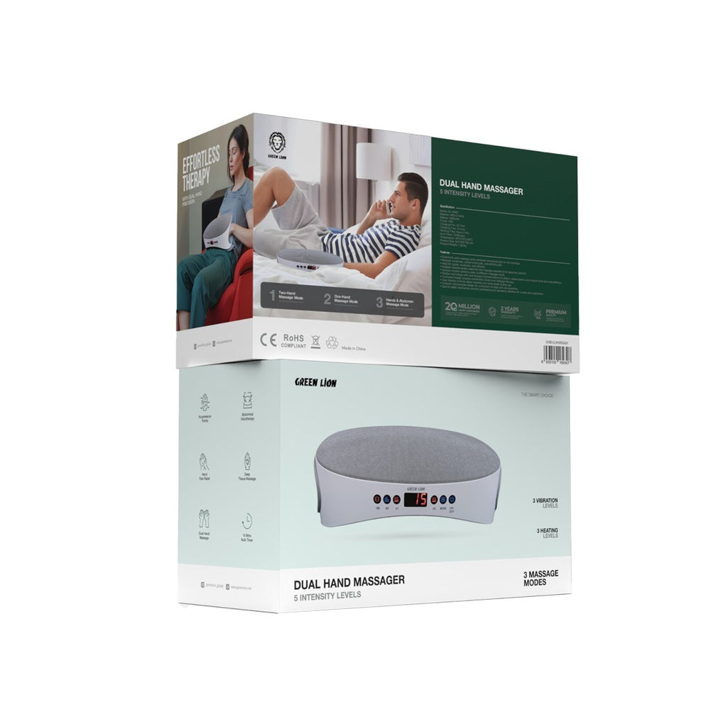 Green Lion Dual Hand Massager 5 Intensity Levels - Gray