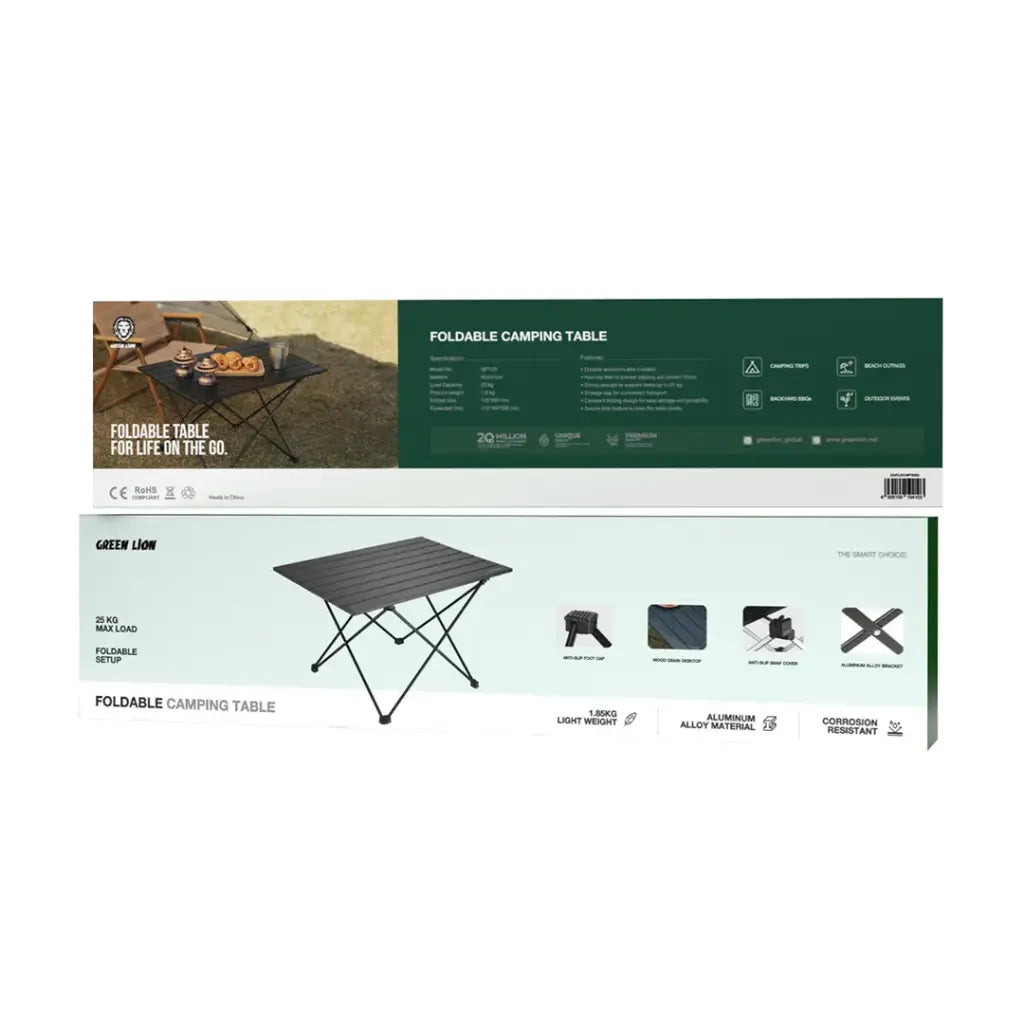Green Lion Foldable Camping Table - Black