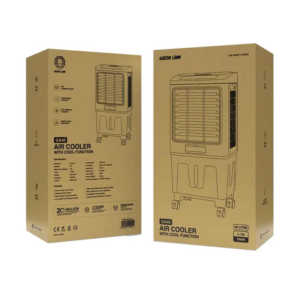 Green Lion GA40 Air Cooler with Cool Function - White/Gray