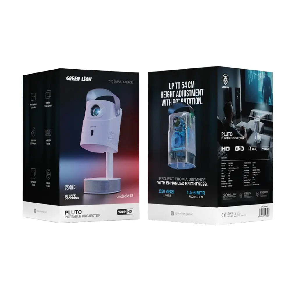 Green Lion Pluto 4K Portable Projector - White