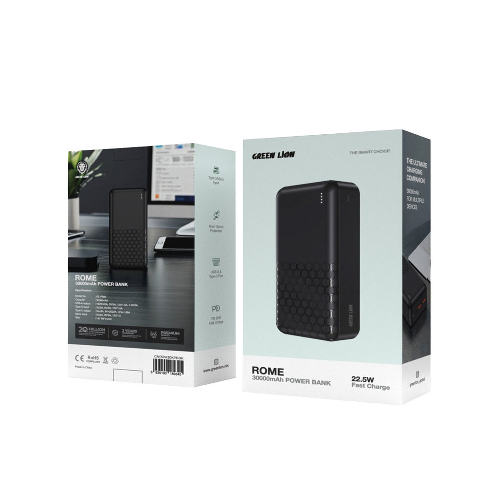 Green Lion Rome 3000mAh Power Bank - Black