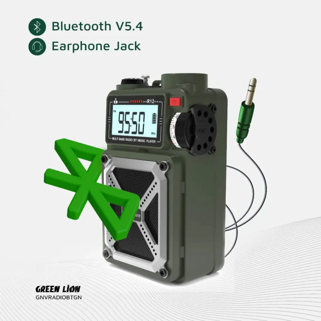 Green Lion Vintage Solar Pro Radio | Speaker | Power Bank | Compass | Flashlight - Green