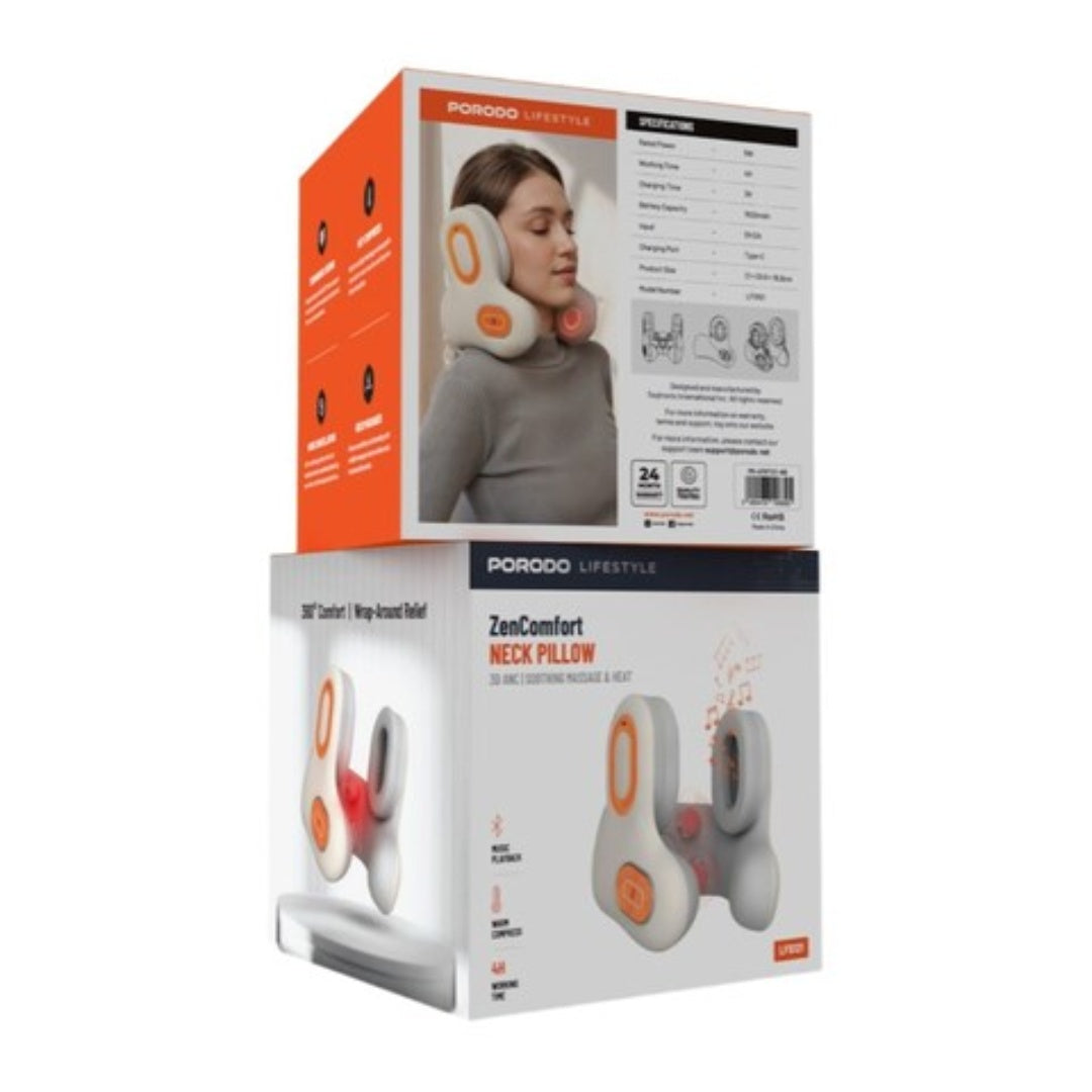 Porodo Neck Pillow ZenComfort 3D ANC Soothing Massage & Heat