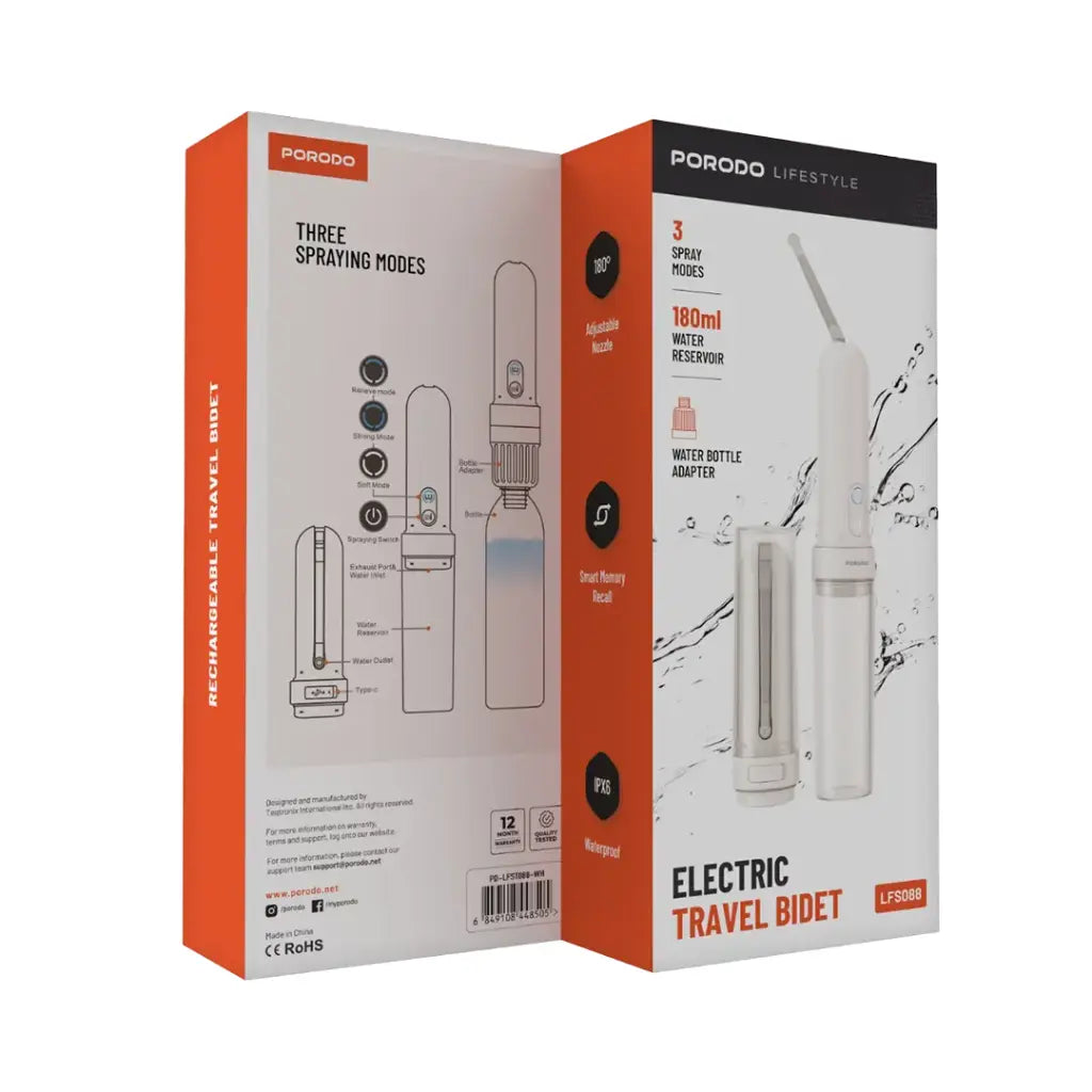 Porodo Lifestyle Electric Travel Bidet - White