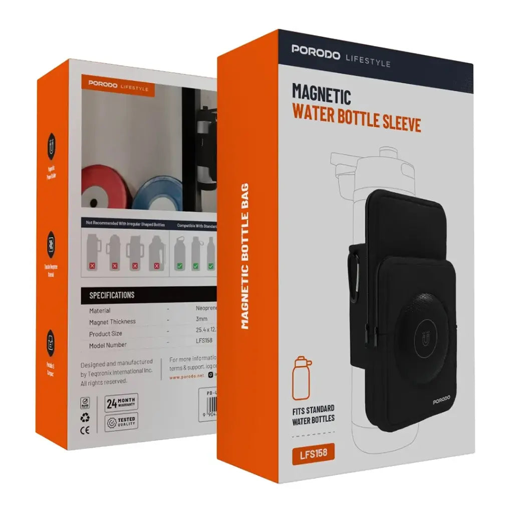 Porodo Lifestyle Magnetic Water Bottle Sleeve - Black