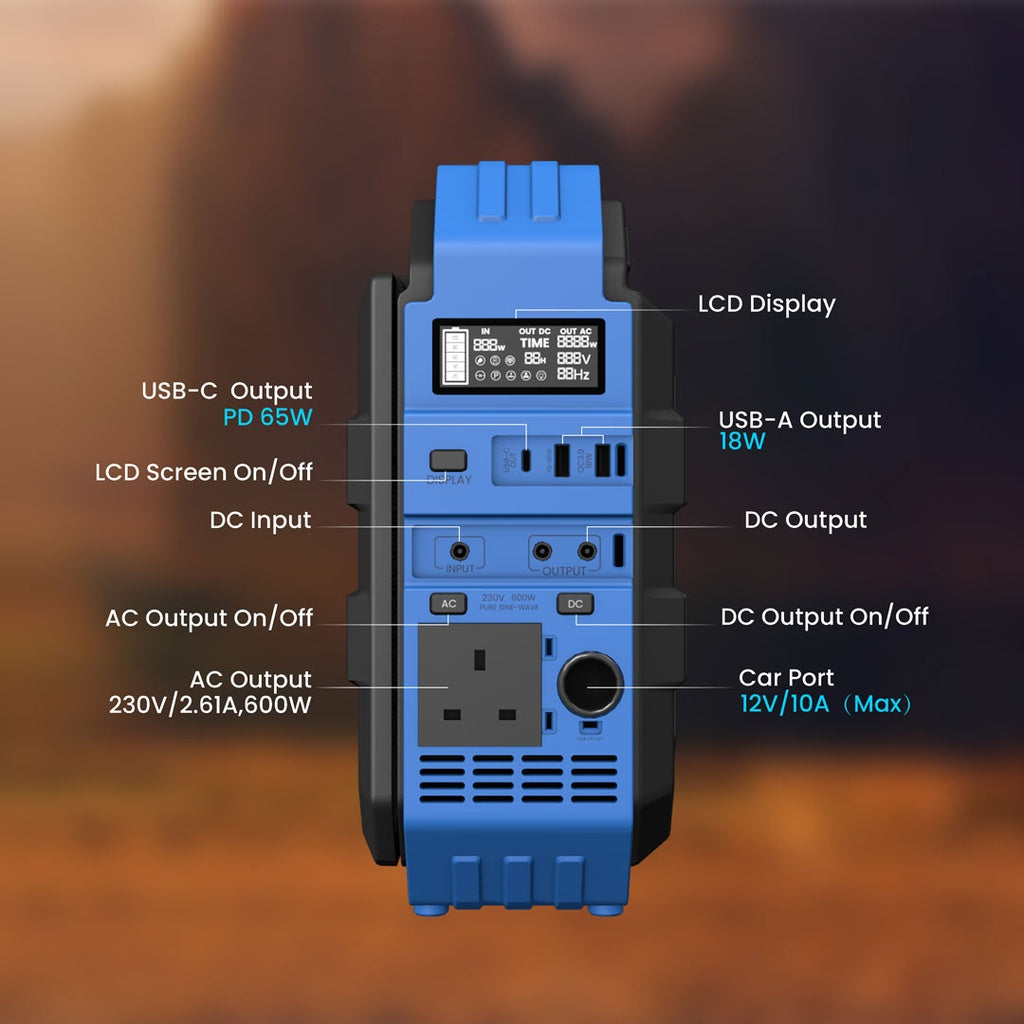 Powerology 600W Portable Power Generator Integrated Solar Panel
