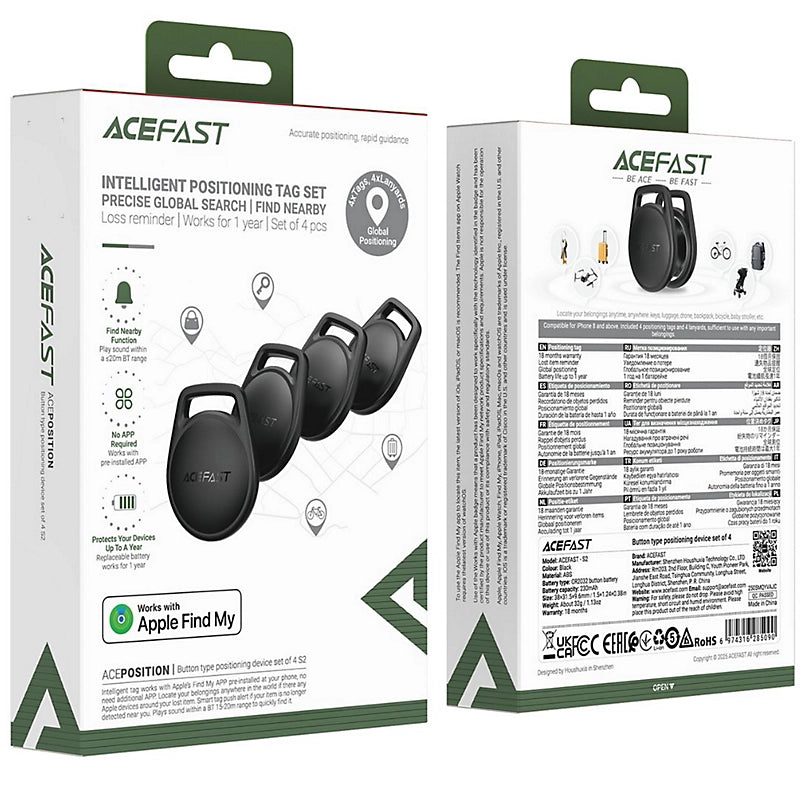 ACEFAST S2 BUTTON TYPE POSITIONING DEVICE SET OF 4 BLACK