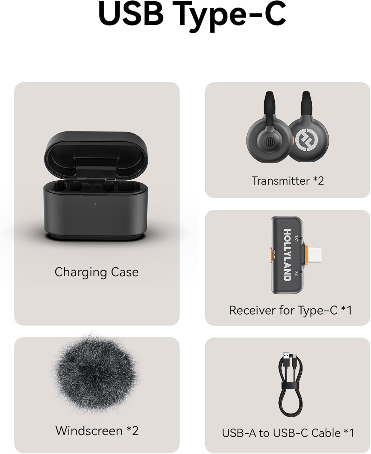 Hollyland Lark M2S Wireless Microphone with USB-C Plug for iPhone 15/16 and Android