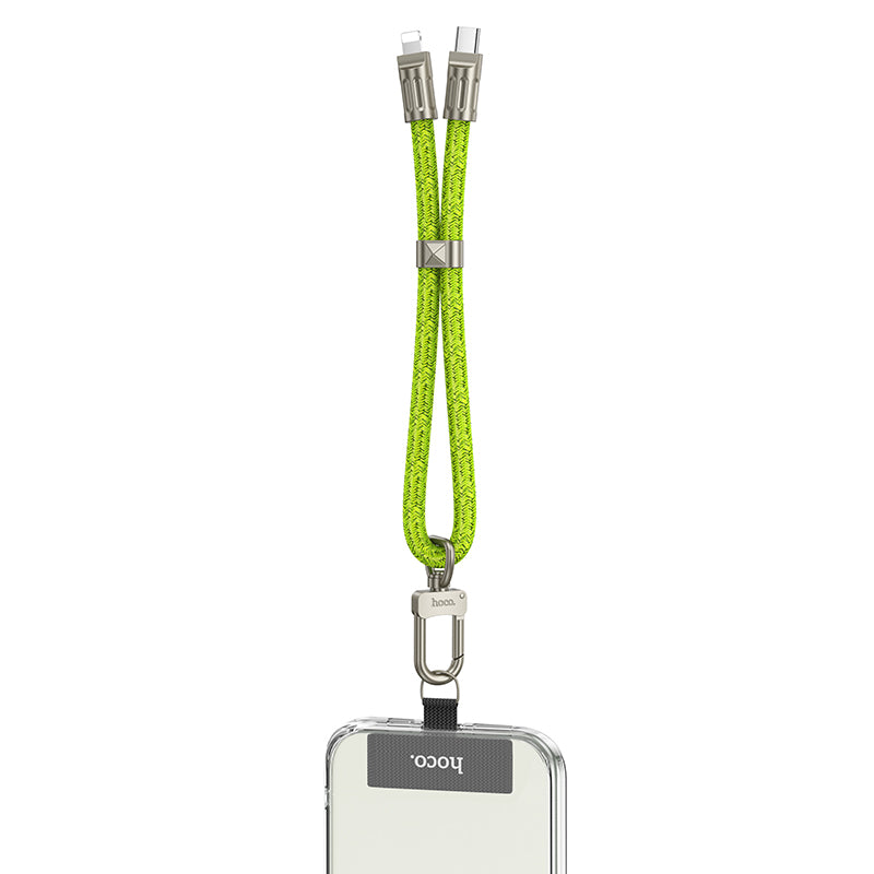 HOCO Adjustable Messenger Lanyard with Type-C to Type-C - Fluorescent Green