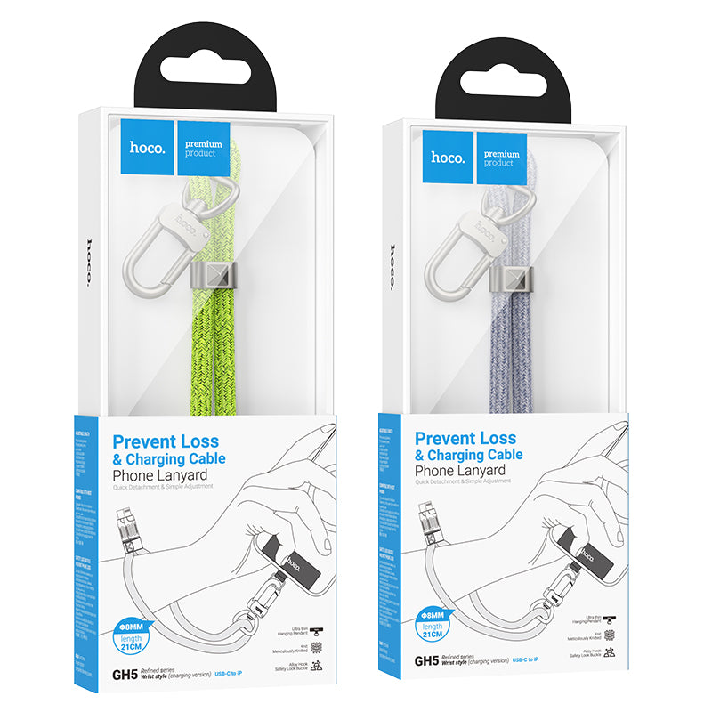 HOCO Adjustable Messenger Lanyard with Type-C to Type-C - Fluorescent Green