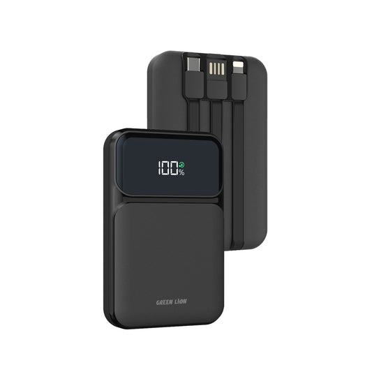 Green Lion 3 in 1 Integrated 10000mAh Power Bank - Black