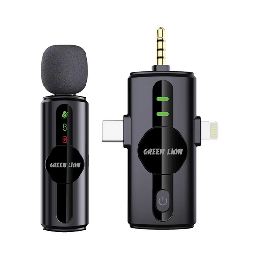 Green Lion 3 in 1 Noise Cancellation Microphone - Black