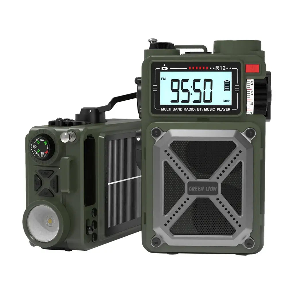 Green Lion Vintage Solar Pro Radio | Speaker | Power Bank | Compass | Flashlight - Green