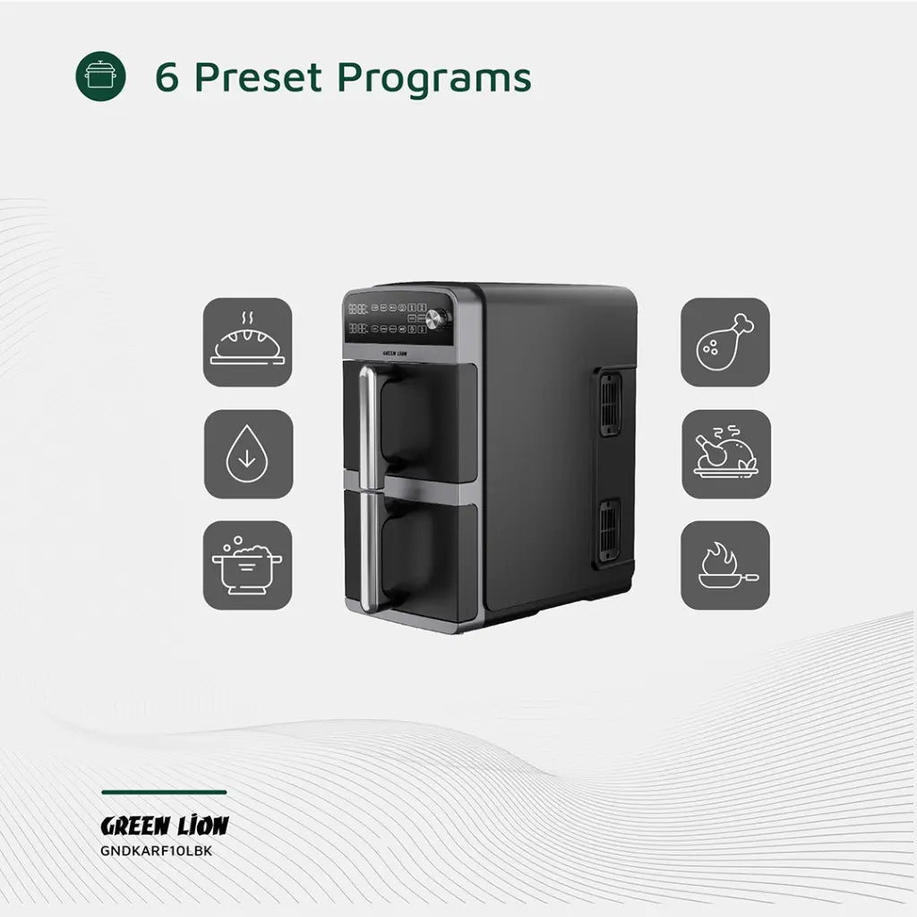 Green Lion 10L Double-Decker Air Fryer - Black