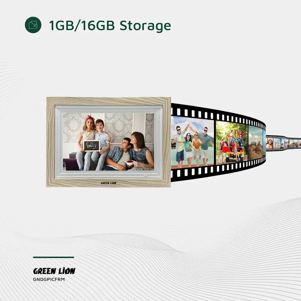 Green Lion Digital Picture Frame Touch Screen Display 10.1 Inch - Wooden