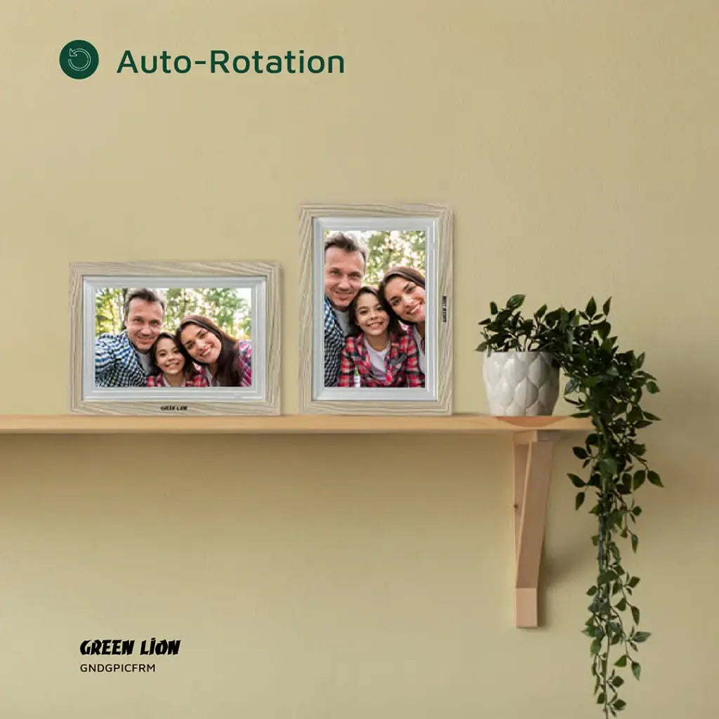 Green Lion Digital Picture Frame Touch Screen Display 10.1 Inch - Wooden