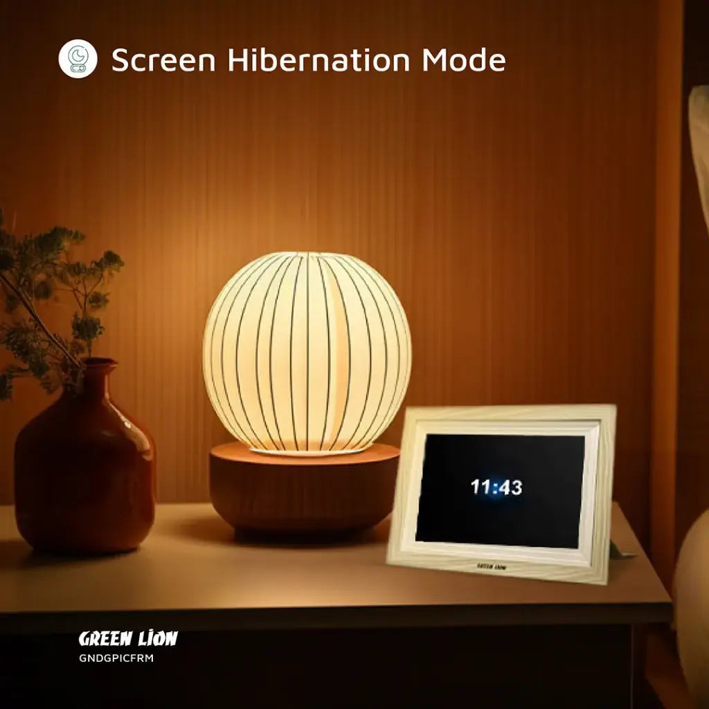 Green Lion Digital Picture Frame Touch Screen Display 10.1 Inch - Wooden