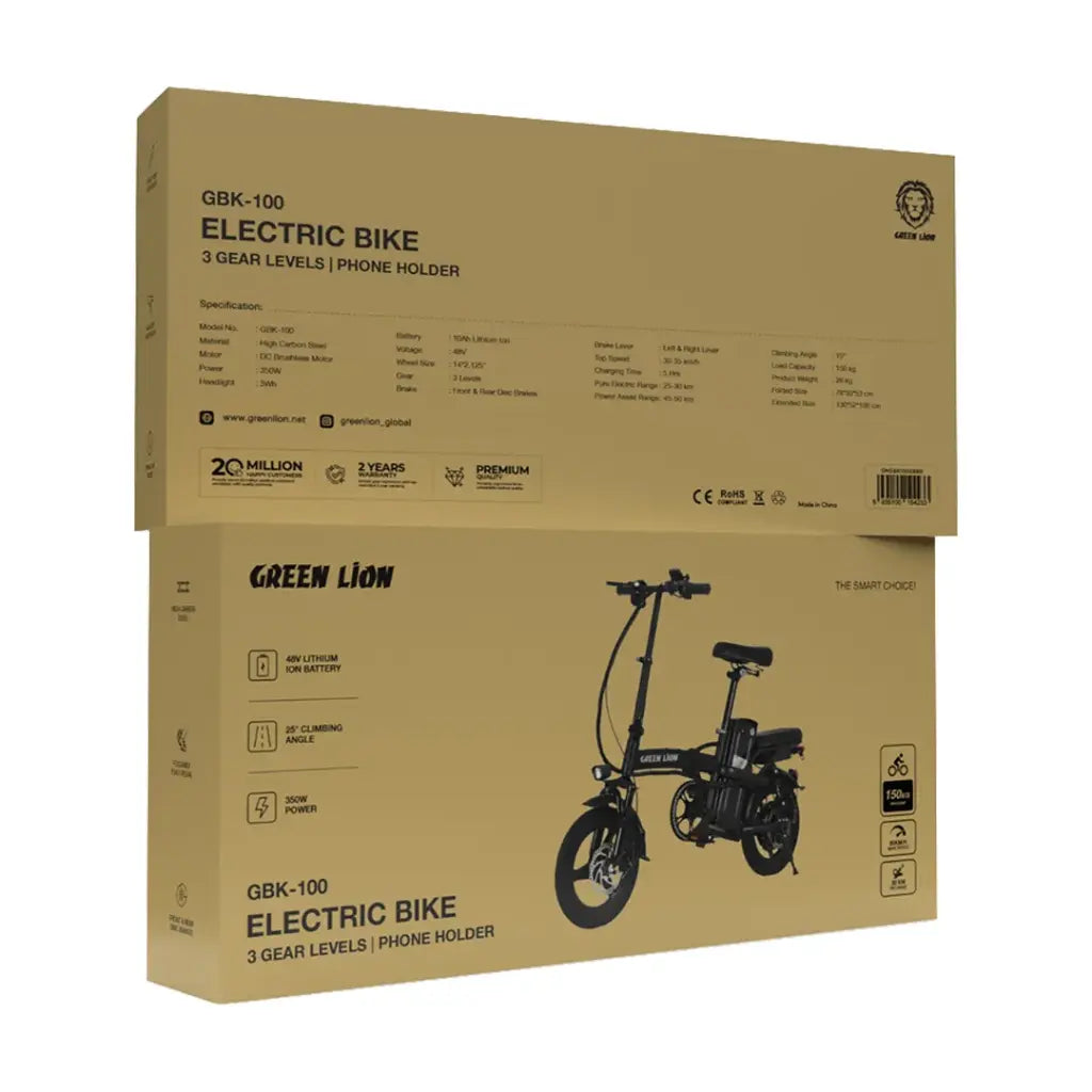 Green Lion GBK-100 Electric Bike - Black