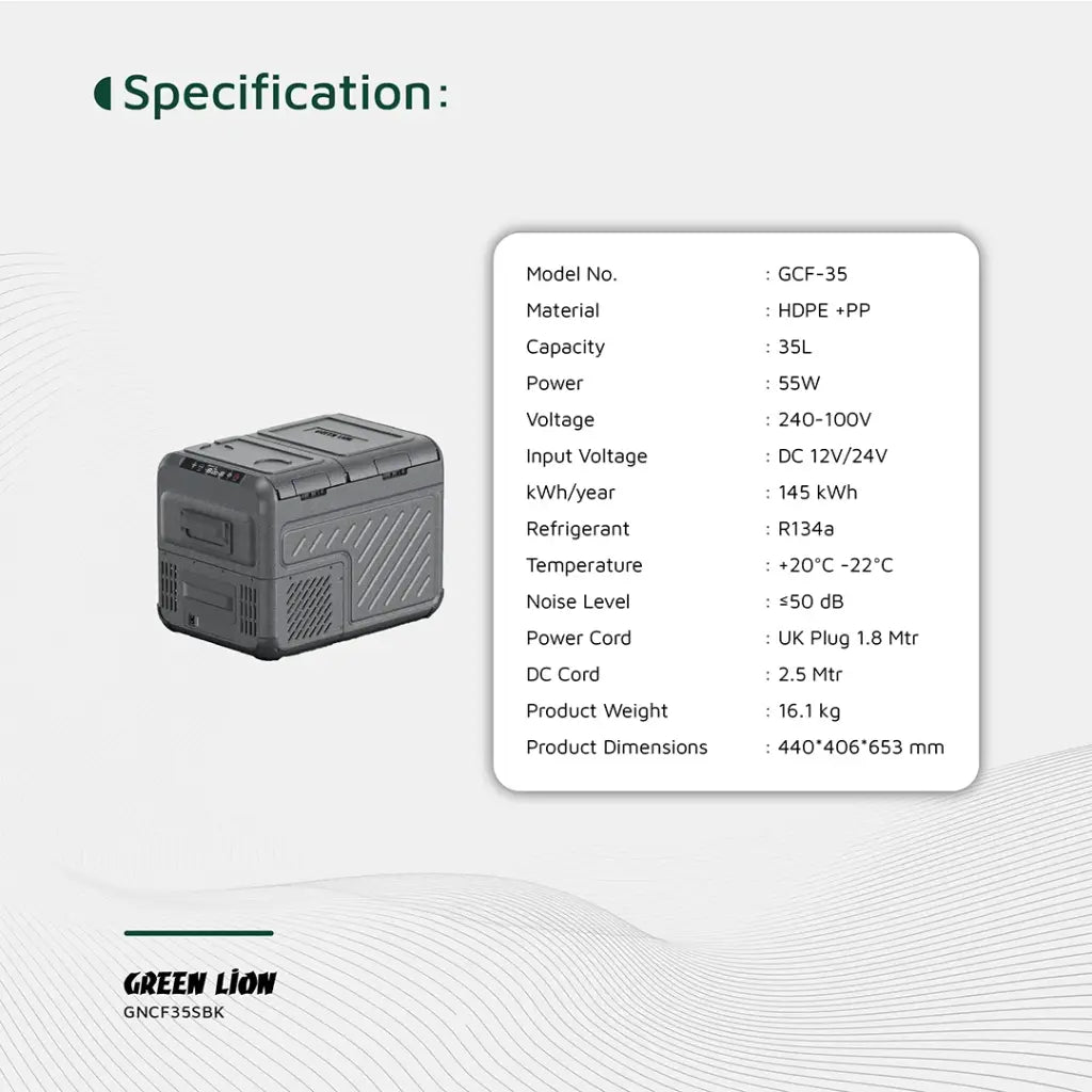 Green Lion GFC-35 Car Fridge - Black