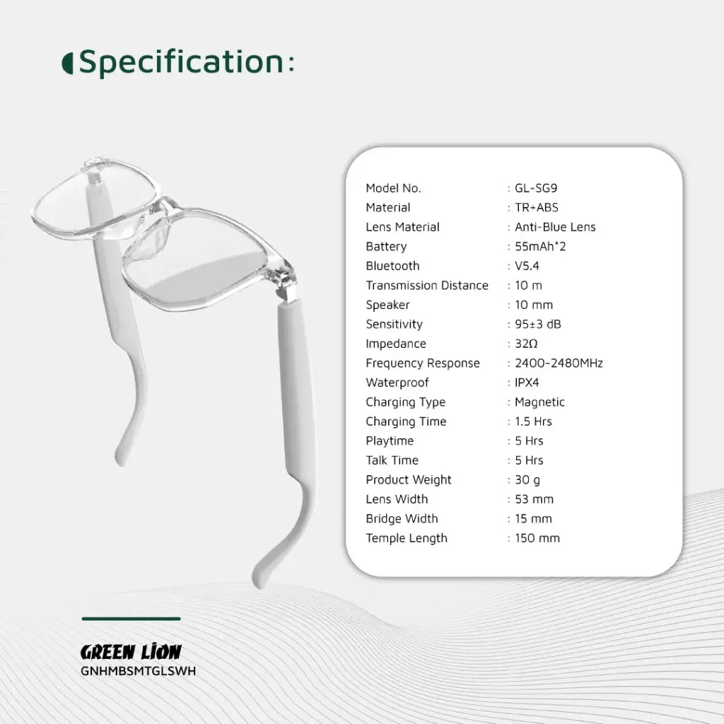 Green Lion Hamburg Smart Glasses - White