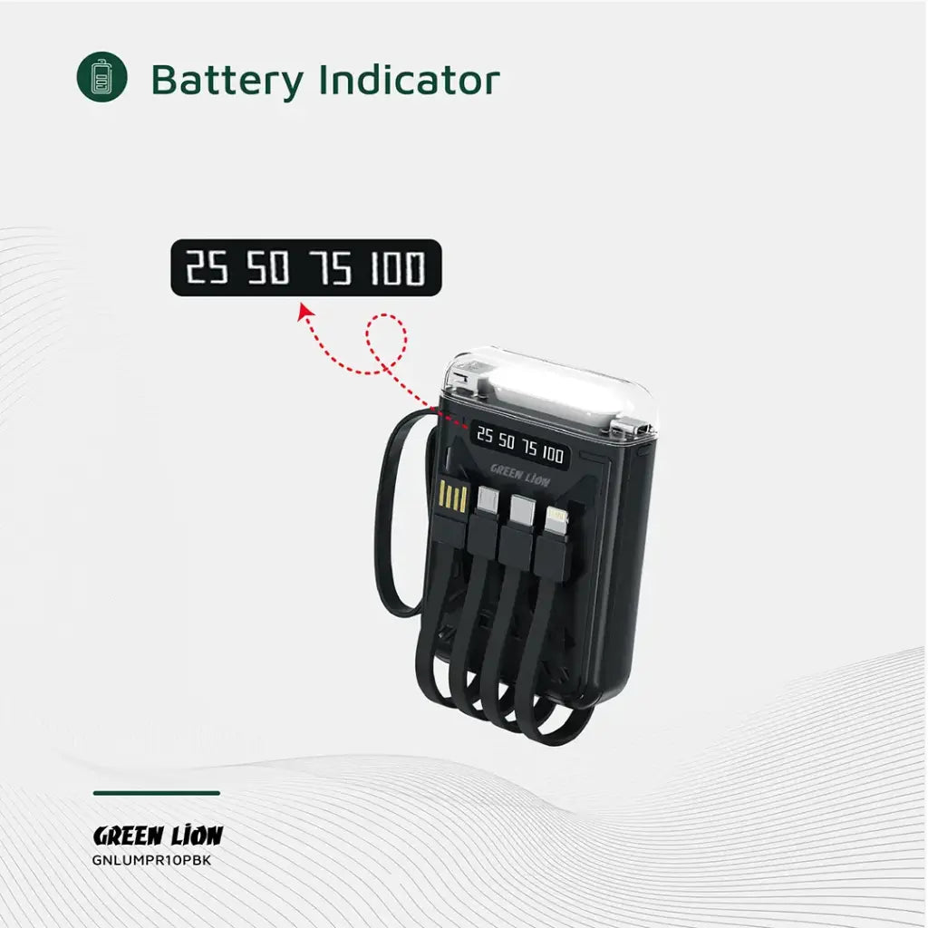 Green Lion Luma Pro 10000mAh Power Bank - Black