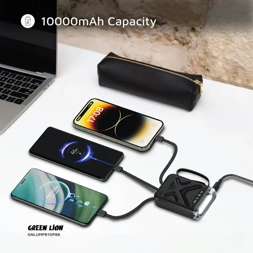 Green Lion Luma Pro 10000mAh Power Bank - Black