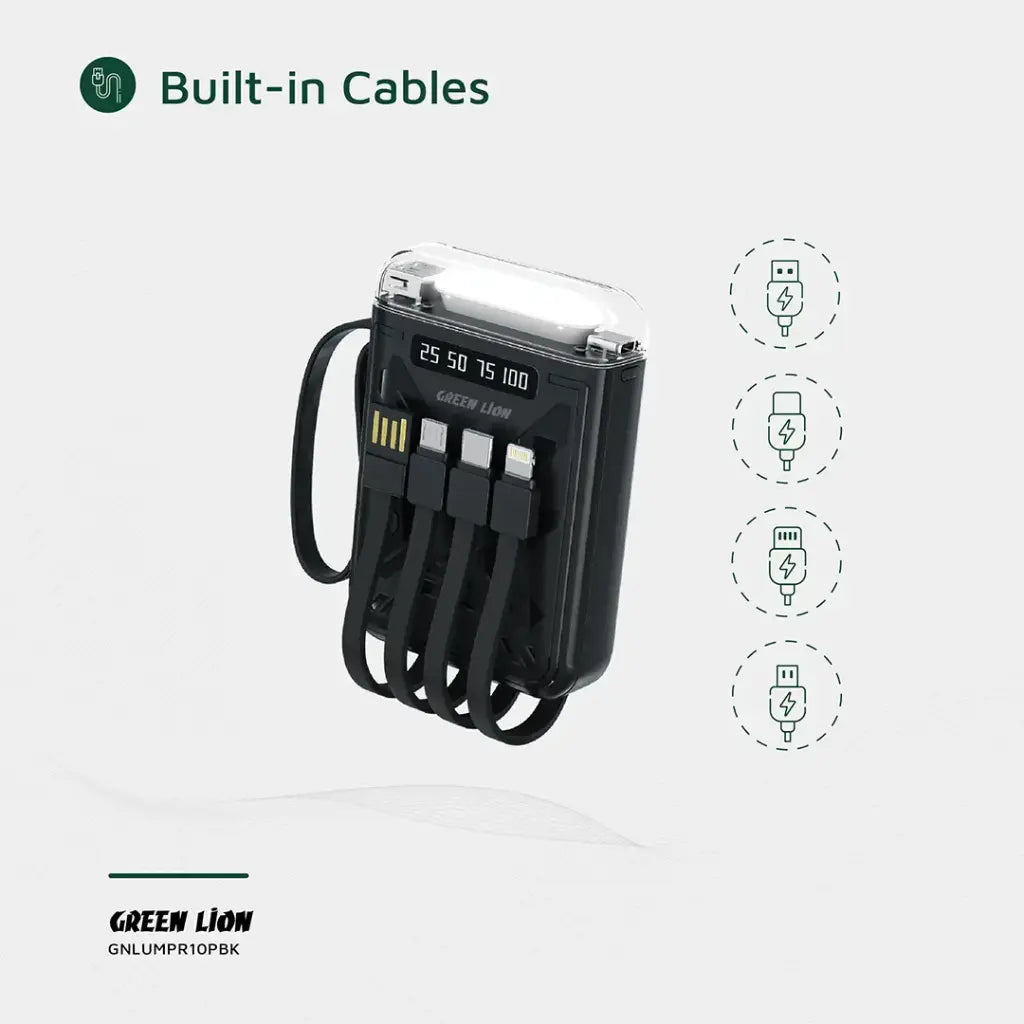 Green Lion Luma Pro 10000mAh Power Bank - Black