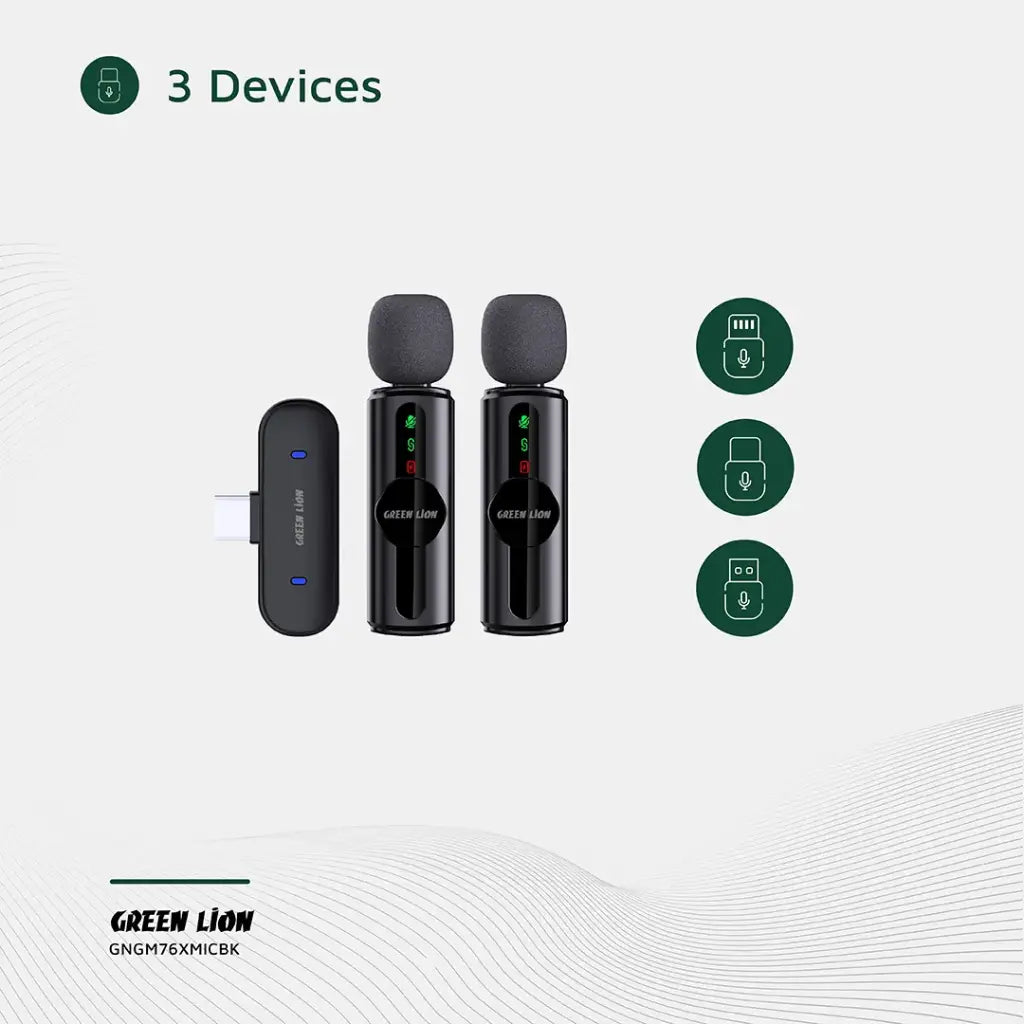 Green Lion Microphone 3-Level Noise Cancellation - Black