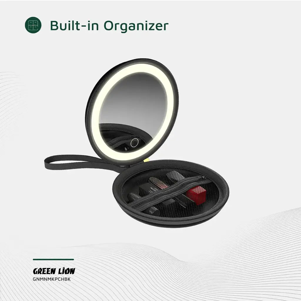 Green Lion Mini Makeup Pouch - Black