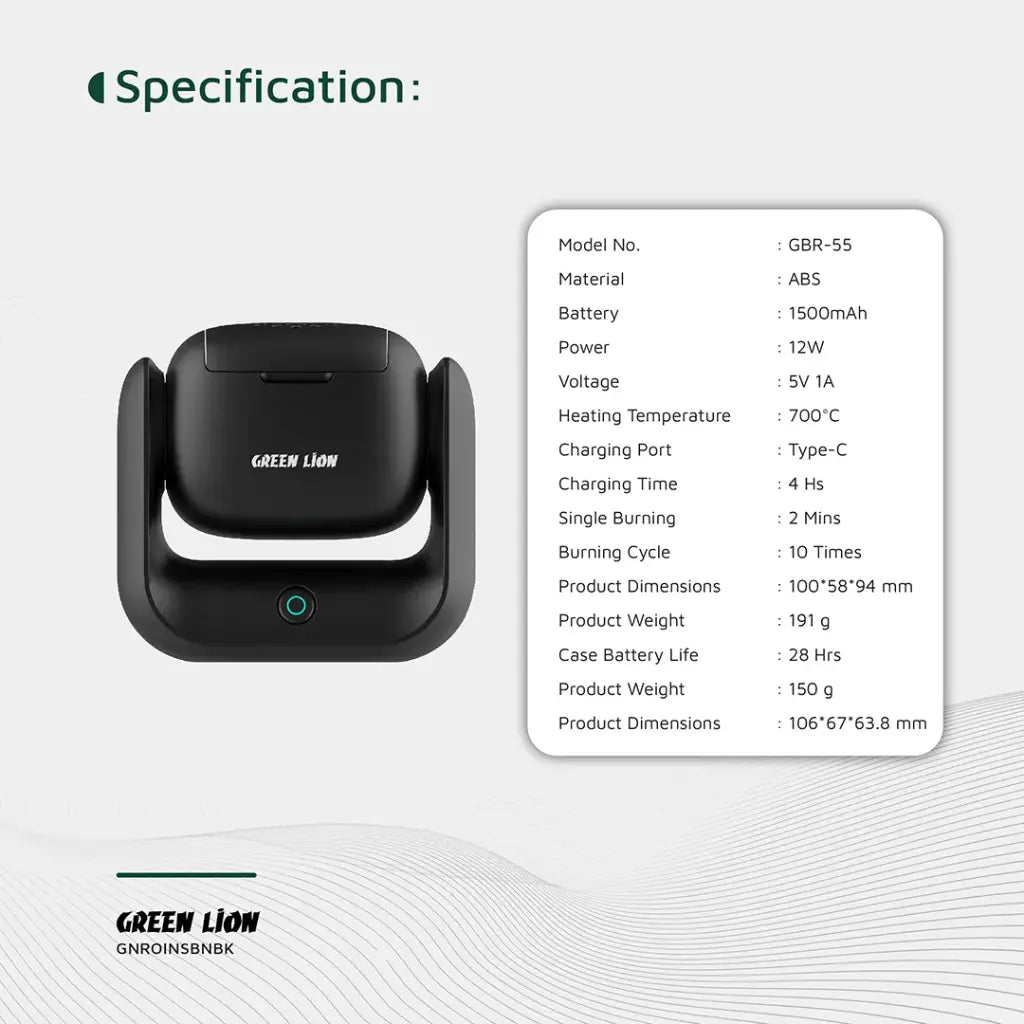 Green Lion Rotatable Incense Burner - Black