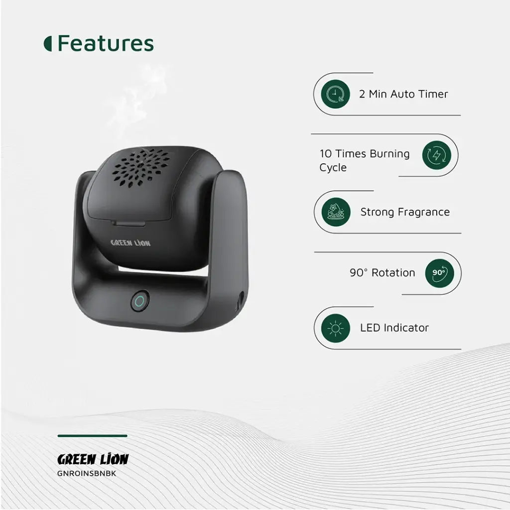 Green Lion Rotatable Incense Burner - Black