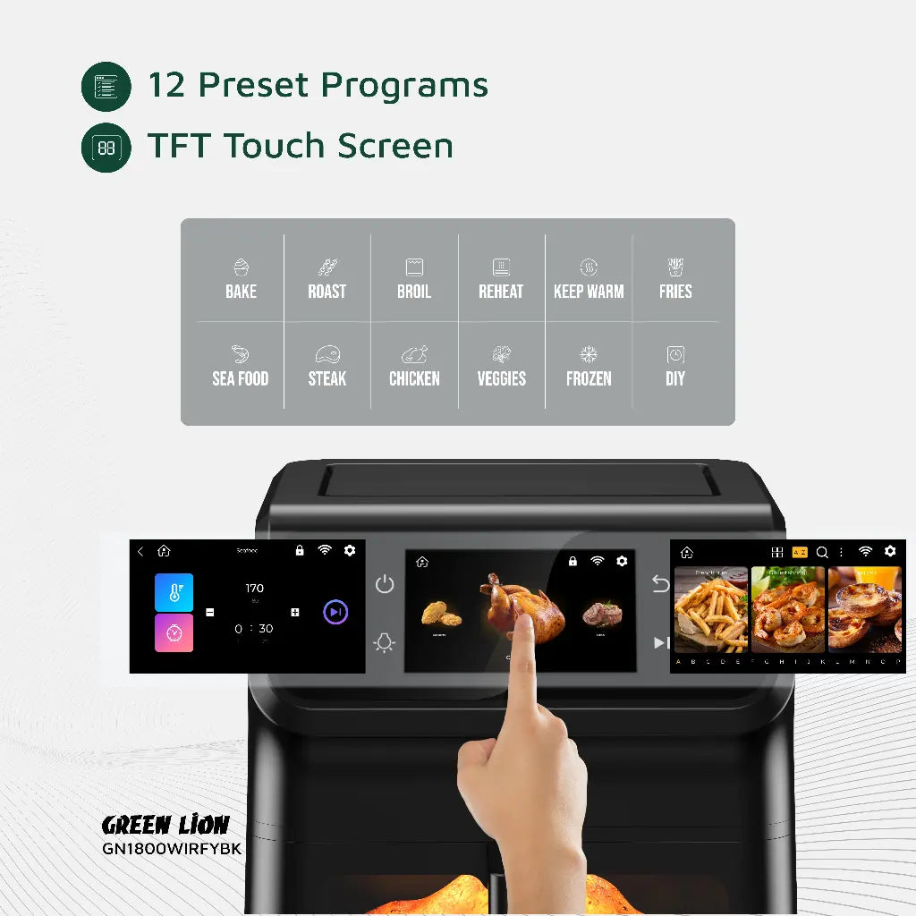 Green Lion Smart Air Fryer 6.5L - Black