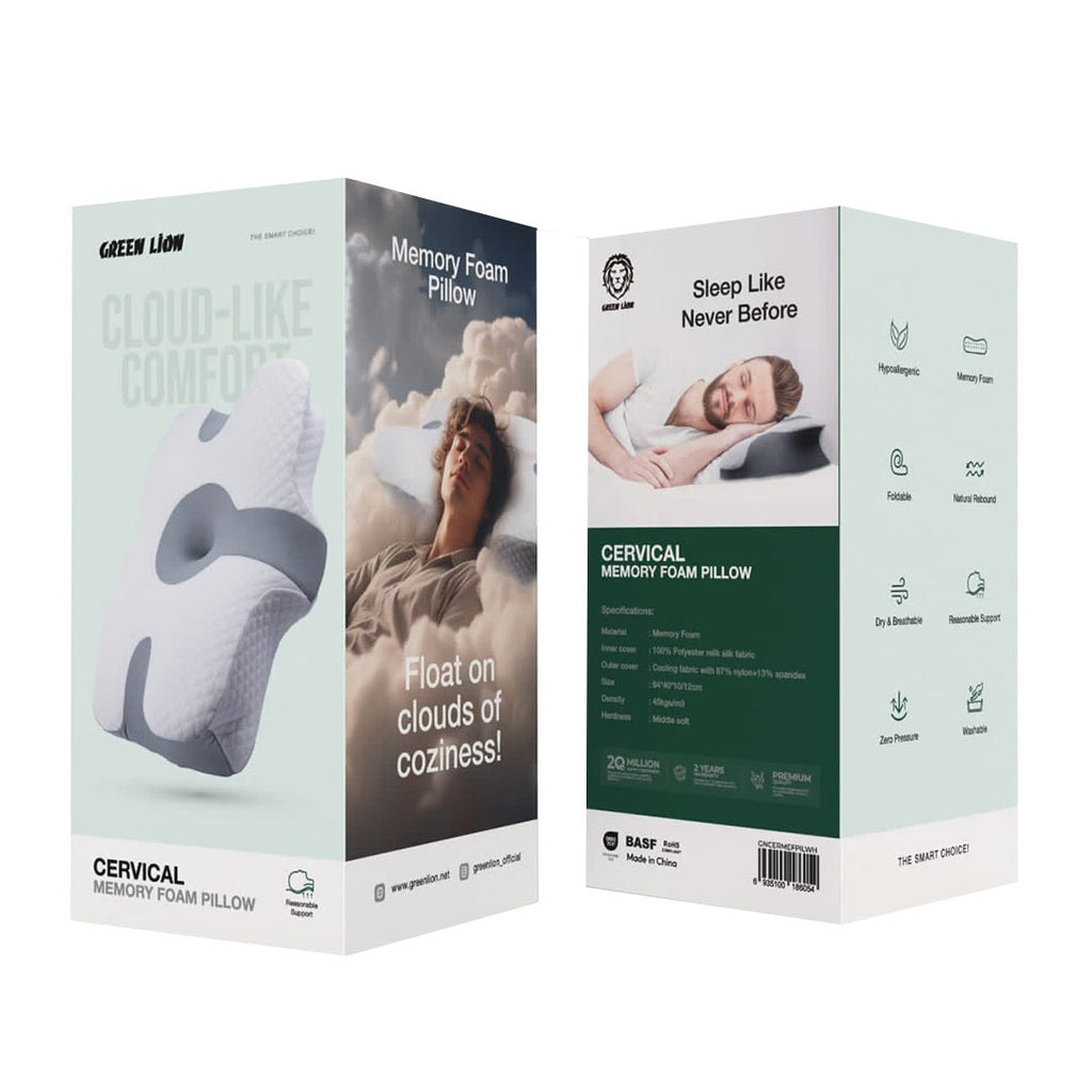 Green lion Cloud Memory Foam Pillow - White