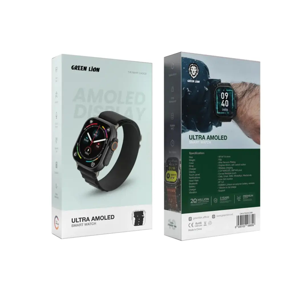 Green Lion Ultra 3 Amoled Smart Watch - Black