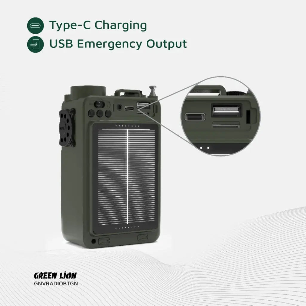 Green Lion Vintage Solar Pro Radio | Speaker | Power Bank | Compass | Flashlight - Green