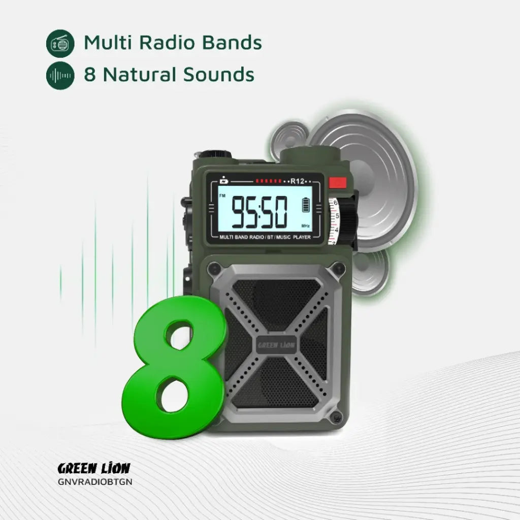 Green Lion Vintage Solar Pro Radio | Speaker | Power Bank | Compass | Flashlight - Green