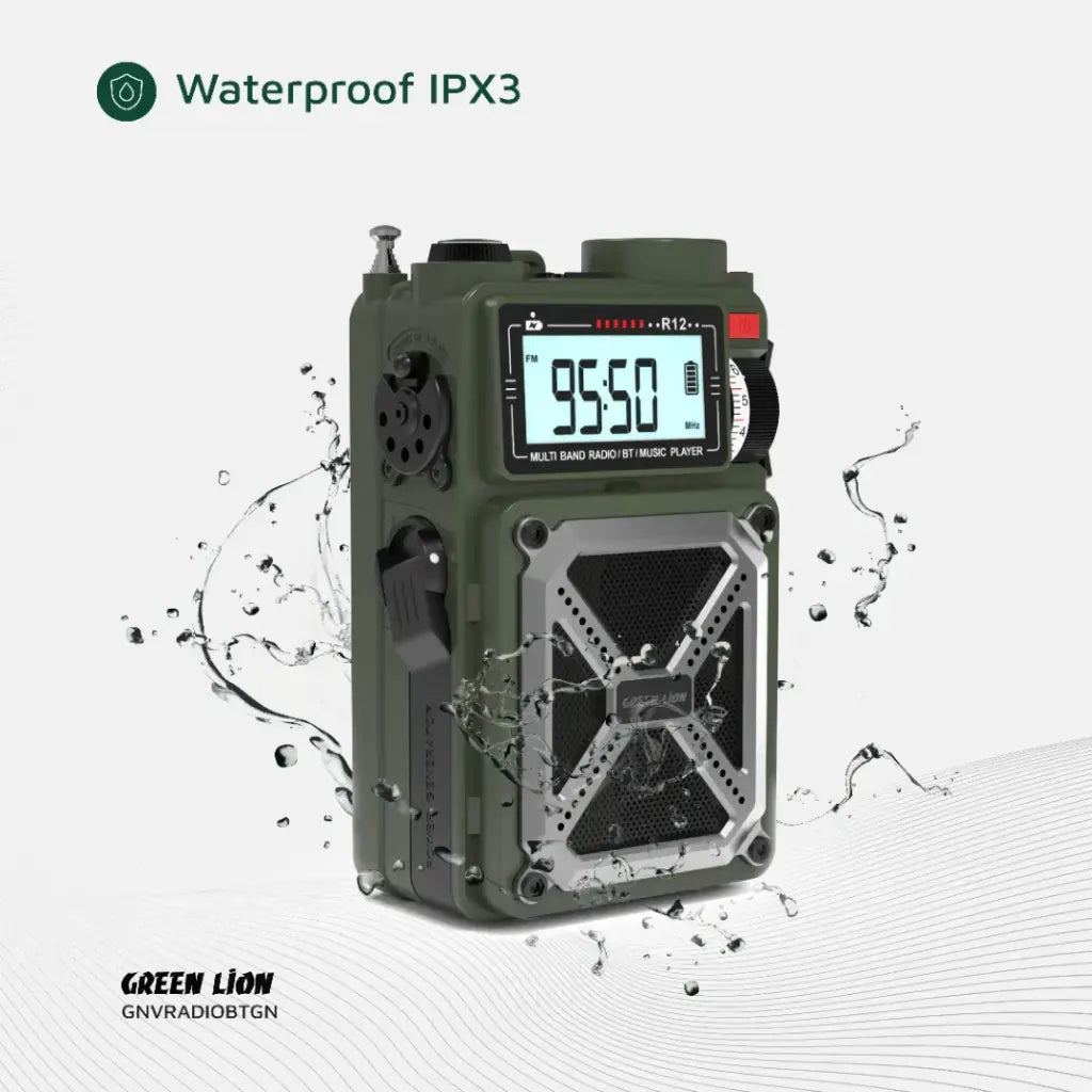 Green Lion Vintage Solar Pro Radio | Speaker | Power Bank | Compass | Flashlight - Green