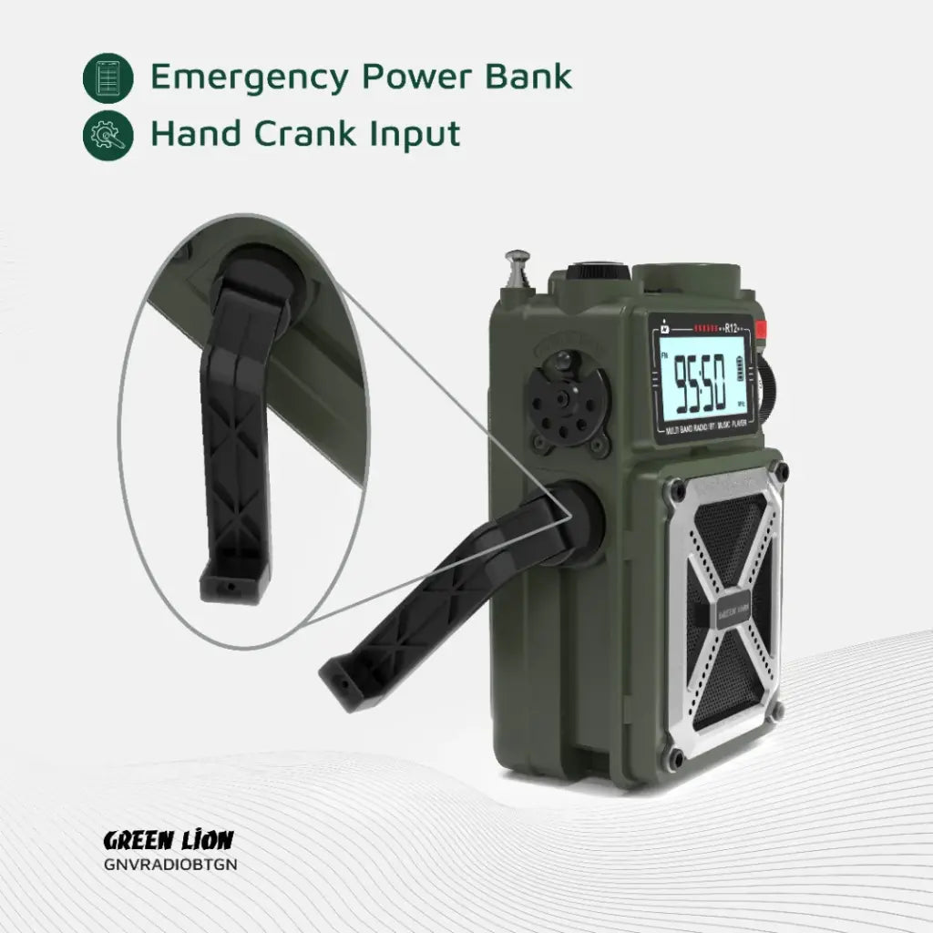 Green Lion Vintage Solar Pro Radio | Speaker | Power Bank | Compass | Flashlight - Green