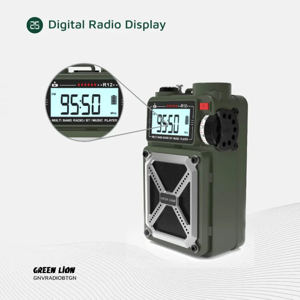 Green Lion Vintage Solar Pro Radio | Speaker | Power Bank | Compass | Flashlight - Green