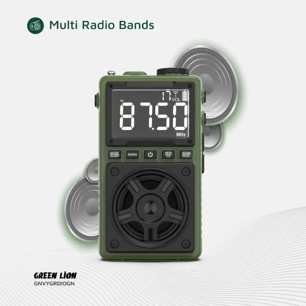 Green Lion Voyager Portable Radio | Flash Light | Speaker - Green