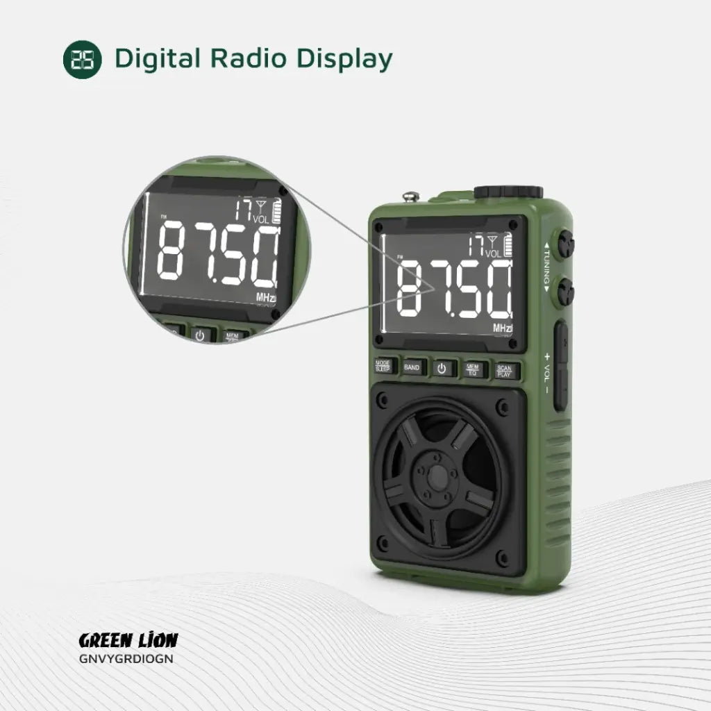 Green Lion Voyager Portable Radio | Flash Light | Speaker - Green
