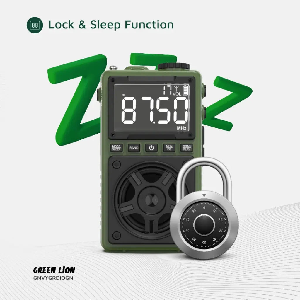 Green Lion Voyager Portable Radio | Flash Light | Speaker - Green