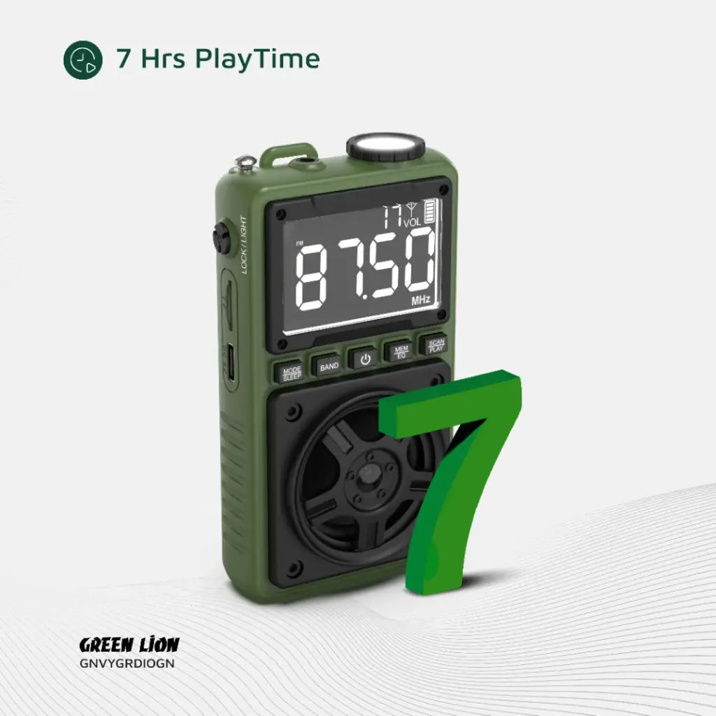 Green Lion Voyager Portable Radio | Flash Light | Speaker - Green