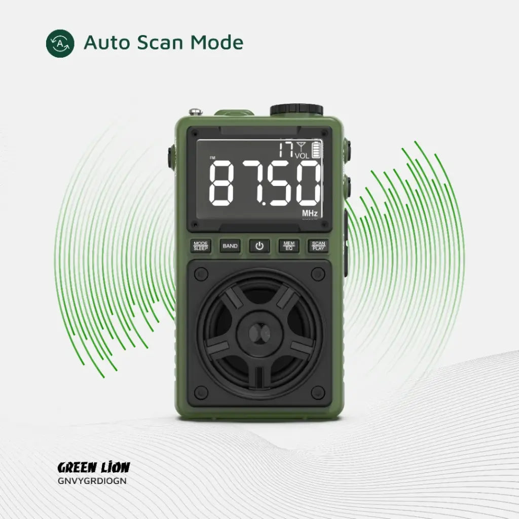 Green Lion Voyager Portable Radio | Flash Light | Speaker - Green