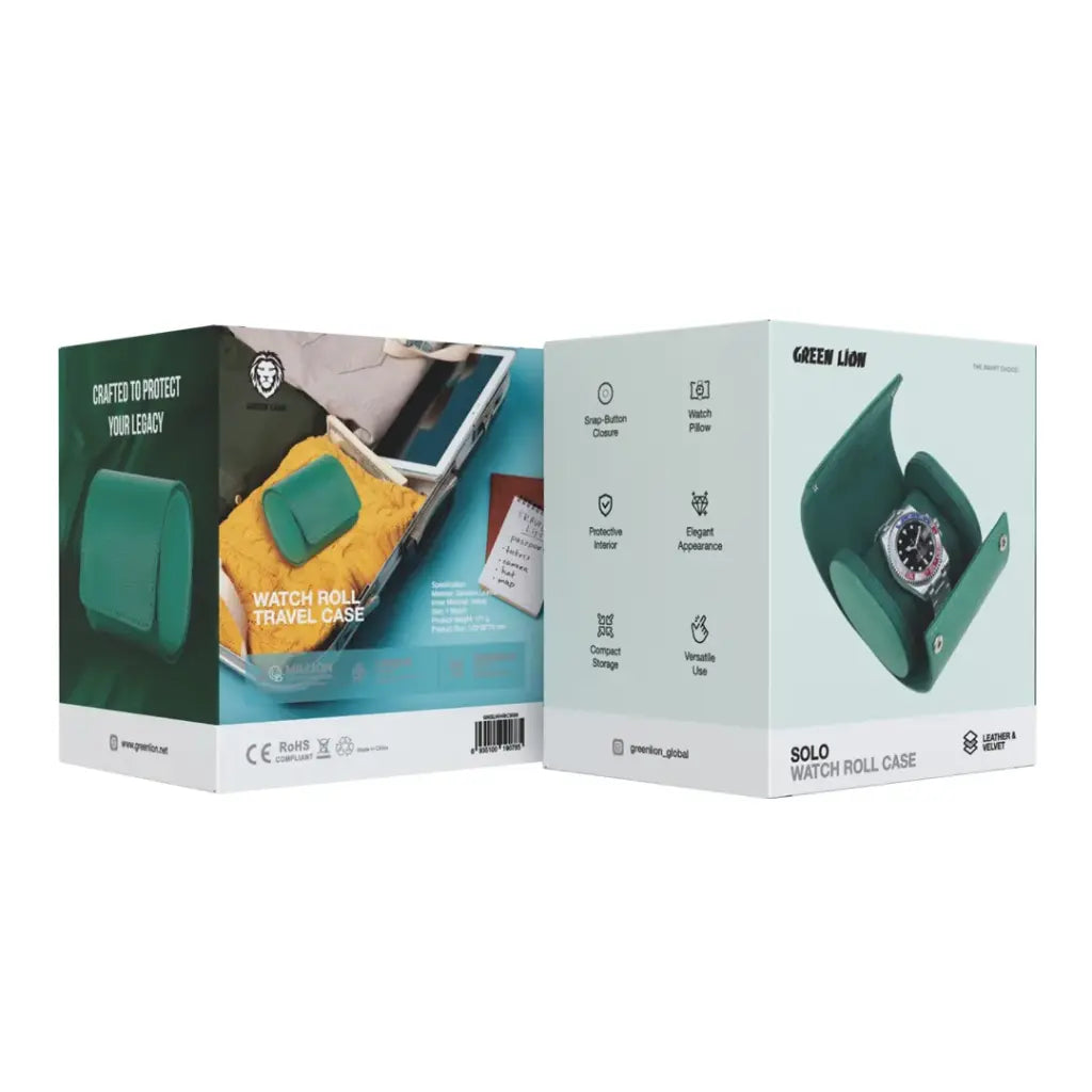 Green Lion Solo Watch Roll Case - Rolex Green