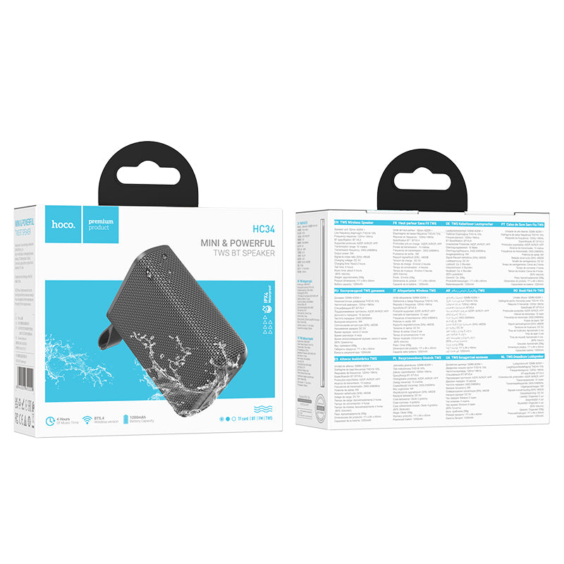 HOCO. Speaker HC34 Wireless Sports 5W Touch Panel and Colorful Led (Supports TF, USB, AUX)
