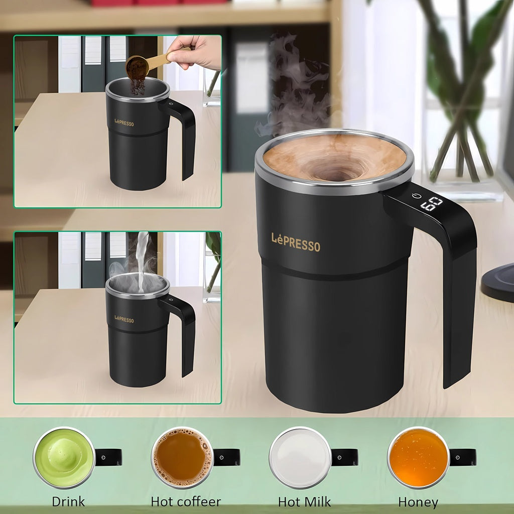 LePresso Stirmagic Auto Stirring Mug - Black