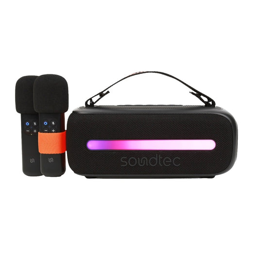 Porodo Soundtec 24W Speaker with Dual Wireless Microphone - Black