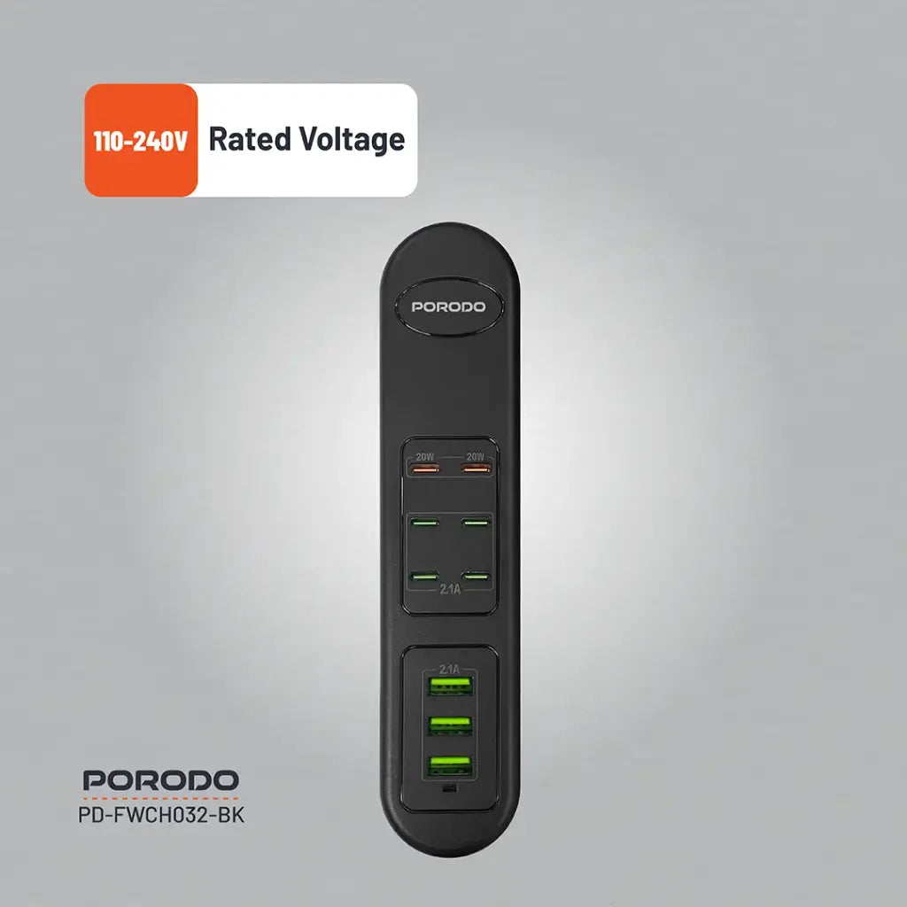 Porodo 50W Multi-Port USB Charging HUB - Black